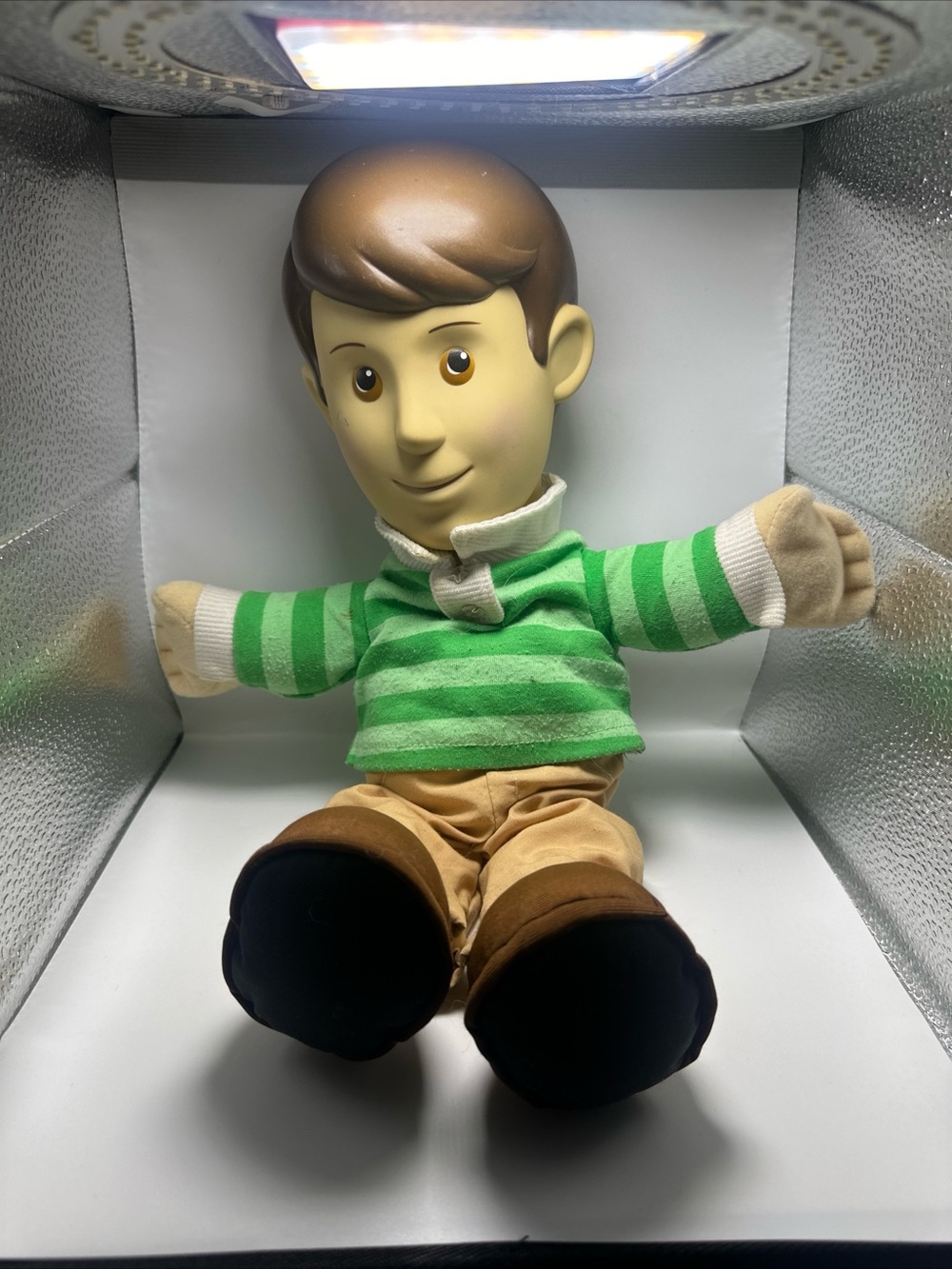 Green Striped Plush Boy Doll - Soft Kids Toy